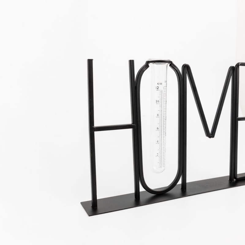 HOME ΔΙΑΚΟΣΜΗΤΙΚΗ ΕΠΙΓΡΑΦΗ 38x5x22cm ΜΕΤΑΛΛΟ ΜΑΥΡΟ ΓΥΑΛΙ