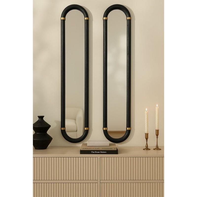 COLOMBO ΚΑΘΡΕΠΤΗΣ SET 2ΤΕΜ ΜΑΥΡΟ ΧΡΥΣΟ 31x4x130cm