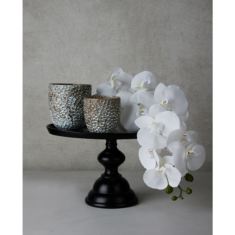 DAZZLE ΠΛΑΤΩ ΜΕ ΠΟΔΙ 30x20x19cm ΑΛΟΥΜΙΝΙΟ ΜΑΥΡΟ