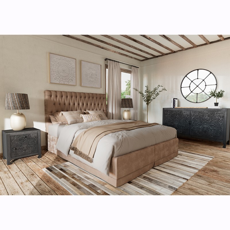 FUME ΦΩΤΙΣΤΙΚΟ ΕΠΙΤΡΑΠΕΖΙΟ 40x40x63cm ΓΥΑΛΙ ΓΚΡΙ ΚΑΦΕ ΥΦΑΣΜΑ