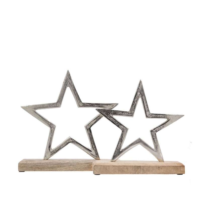 SACRO ΧΡΙΣΤΟΥΓΕΝΝΙΑΤΙΚΟ ΔΙΑΚΟΣΜΗΤΙΚΟ ΑΣΤΕΡΙ 26x5x24cm ΞΥΛΟ ΑΣΗΜΙ ΑΛΟΥΜΙΝΙΟ