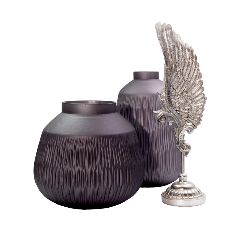 INEL ΒΑΖΟ 21x21x32cm ΓΥΑΛΙ ΑΝΘΡΑΚΙ