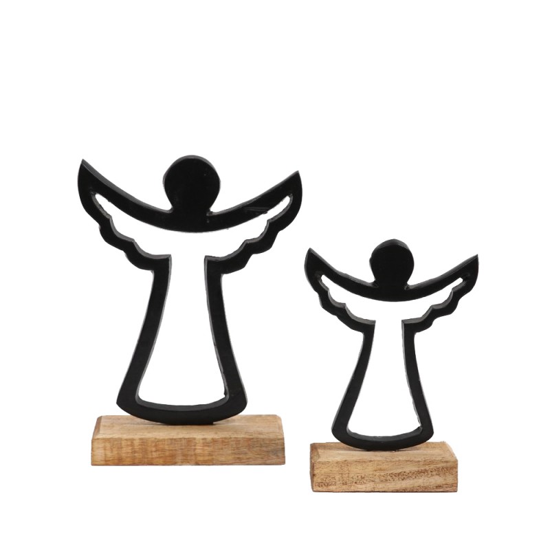 ADORN ΧΡΙΣΤΟΥΓΕΝΝΙΑΤΙΚΟ ΔΙΑΚΟΣΜΗΤΙΚΟ ΑΓΓΕΛΟΣ 12x5x18cm ΑΛΟΥΜΙΝΙΟ ΜΑΥΡΟ ΦΥΣΙΚΟ ΞΥΛΟ MANGO