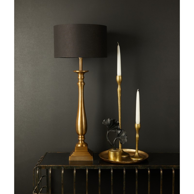 KLIMT ΦΩΤΙΣΤΙΚΟ ΕΠΙΤΡΑΠΕΖΙΟ 30x30x80cm ΑΛΟΥΜΙΝΙΟ ΧΡΥΣΟ ΑΝΤΙΚΕ ΜΑΥΡΟ ΥΦΑΣΜΑ