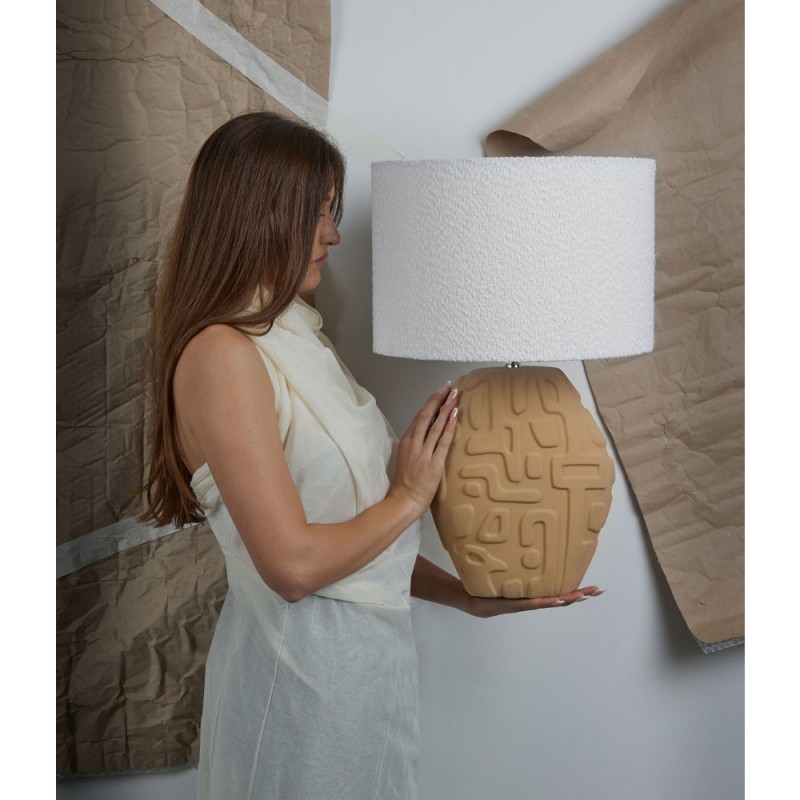 EVUTAN ΦΩΤΙΣΤΙΚΟ ΕΠΙΤΡΑΠΕΖΙΟ 29x14x61cm ΚΕΡΑΜΙΚΟ ΜΠΕΖ ΥΦΑΣΜΑ ΛΕΥΚΟ