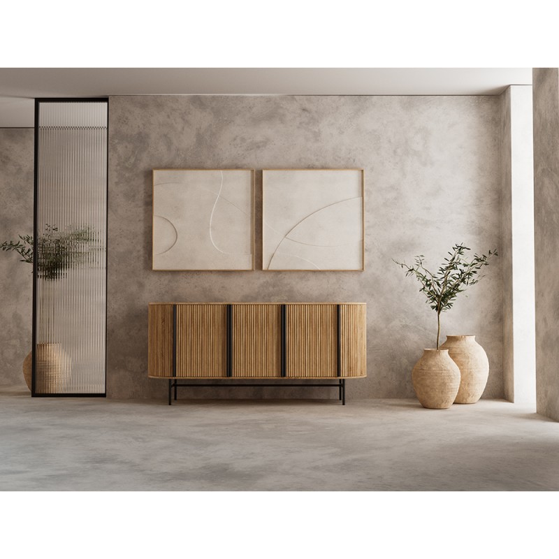 ECHO ΠΙΝΑΚΑΣ ΔΙΑΚΟΣΜΗΣΗΣ 80x80x4cm ΚΑΜΒΑΣ ΚΡΕΜ ΞΥΛΟ ΦΥΣΙΚΟ