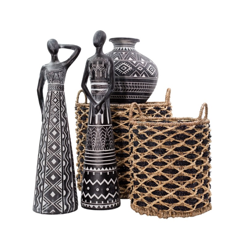 MAYA ΒΑΖΟ 25x25x22cm POLYRESIN ΜΑΥΡΟ ΛΕΥΚΟ