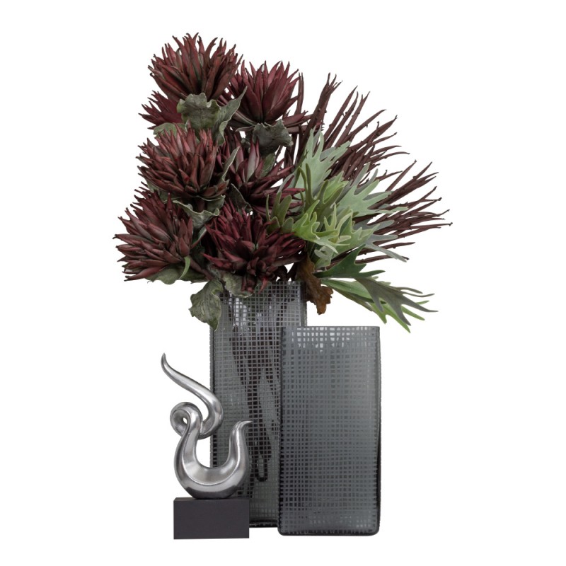 GRAVIR GREY ΒΑΖΟ 16x12x44cm ΓΥΑΛΙ ΓΚΡΙ