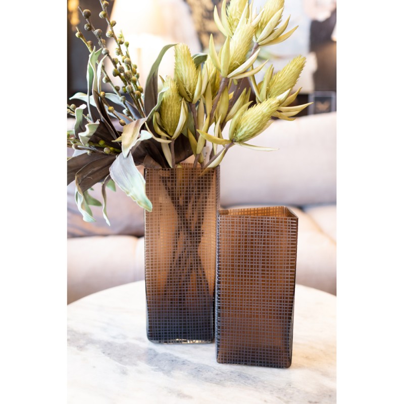 GRAVIR HONEY ΒΑΖΟ 16x12x33cm ΓΥΑΛΙ ΚΑΦΕ