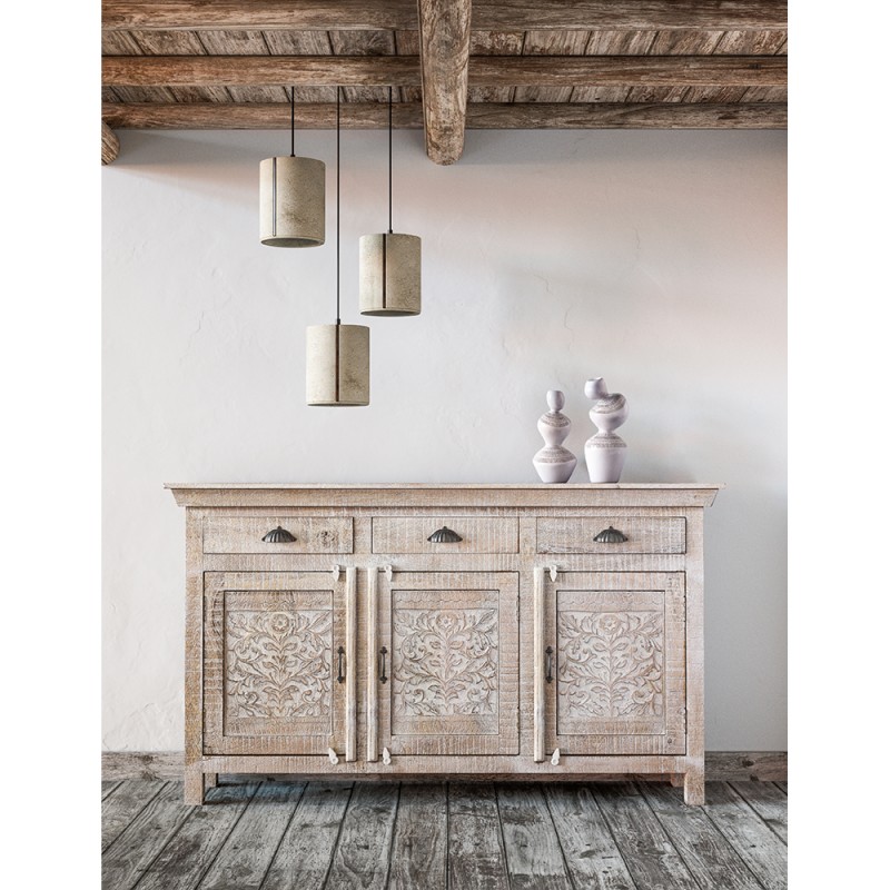 OVOCIE 2 ΒΑΖΟ 13x13x32cm POLYRESIN ΛΕΥΚΟ ΚΑΦΕ