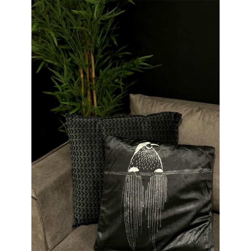 CYBERSPACE ΔΙΑΚΟΣΜΗΤΙΚΟ ΜΑΞΙΛΑΡΙ 50x50cm ΒΑΜΒΑΚΙ ΜΑΥΡΟ ΒΕΛΟΥΔΟ