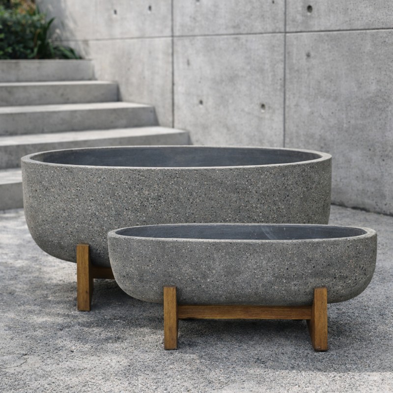 ZINNIA ΚΑΣΠΩ SET 2ΤΜΧ 75x24x32cm ΤΣΙΜΕΝΤΟ ΑΝΘΡΑΚΙ ΦΥΣΙΚΟ ΞΥΛΟ