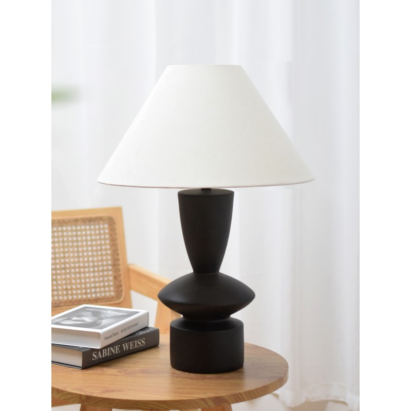 ATIENO ΦΩΤΙΣΤΙΚΟ ΕΠΙΤΡΑΠΕΖΙΟ 41x41x62cm RESIN ΜΑΥΡΟ ΛΙΝΟ ΓΚΡΙ