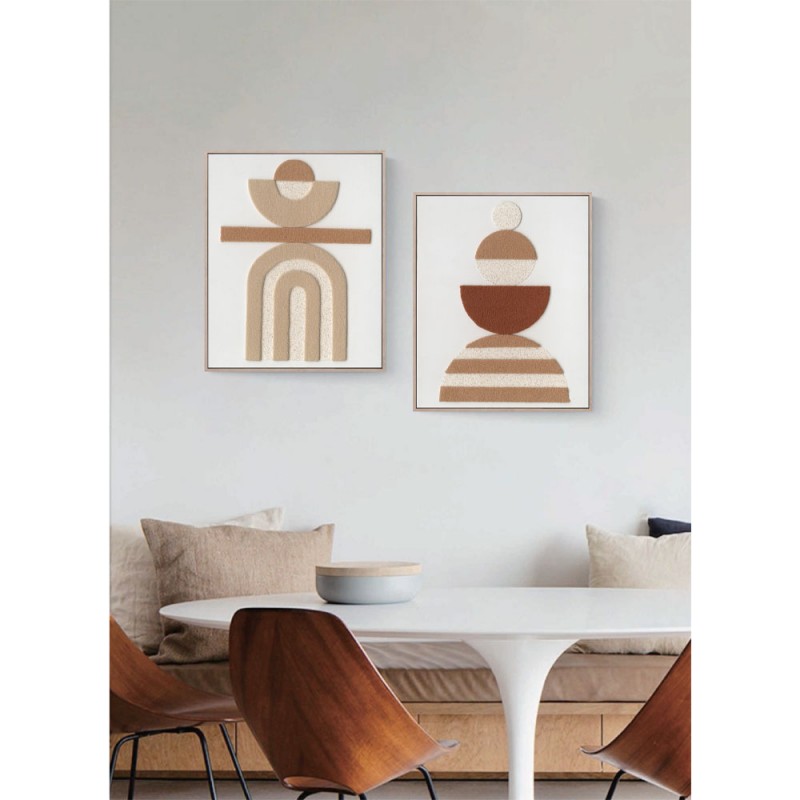 BOHO BALANCE ΠΙΝΑΚΑΣ ΔΙΑΚΟΣΜΗΣΗΣ 80x100x5cm ΚΑΜΒΑΣ TERRACOTTA ΜΠΕΖ ΞΥΛΟ ΦΥΣΙΚΟ