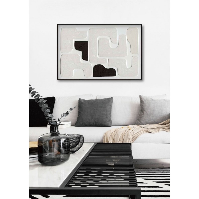 RENVO ΠΙΝΑΚΑΣ ΔΙΑΚΟΣΜΗΣΗΣ 80x120x5cm ΚΑΜΒΑΣ ΛΕΥΚΟ ΜΑΥΡΟ ΞΥΛΟ ΜΑΥΡΟ