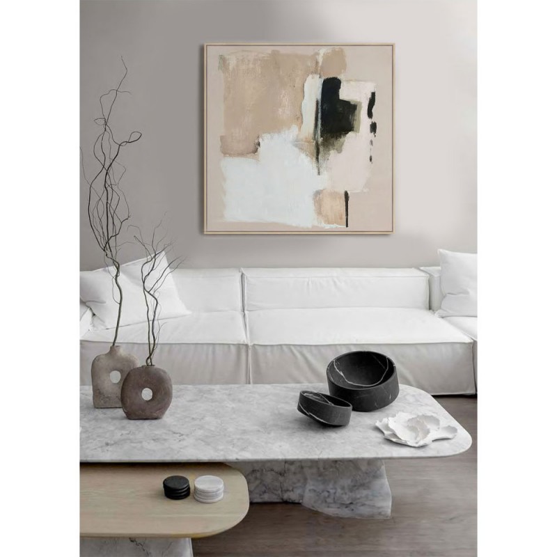 UNSEEN SHADOWS ΠΙΝΑΚΑΣ ΔΙΑΚΟΣΜΗΤΙΚΟΣ ΜΕ ΚΟΡΝΙΖΑ 80x80x4cm ΚΑΜΒΑΣ ΜΠΕΖ ΛΕΥΚΟ PP