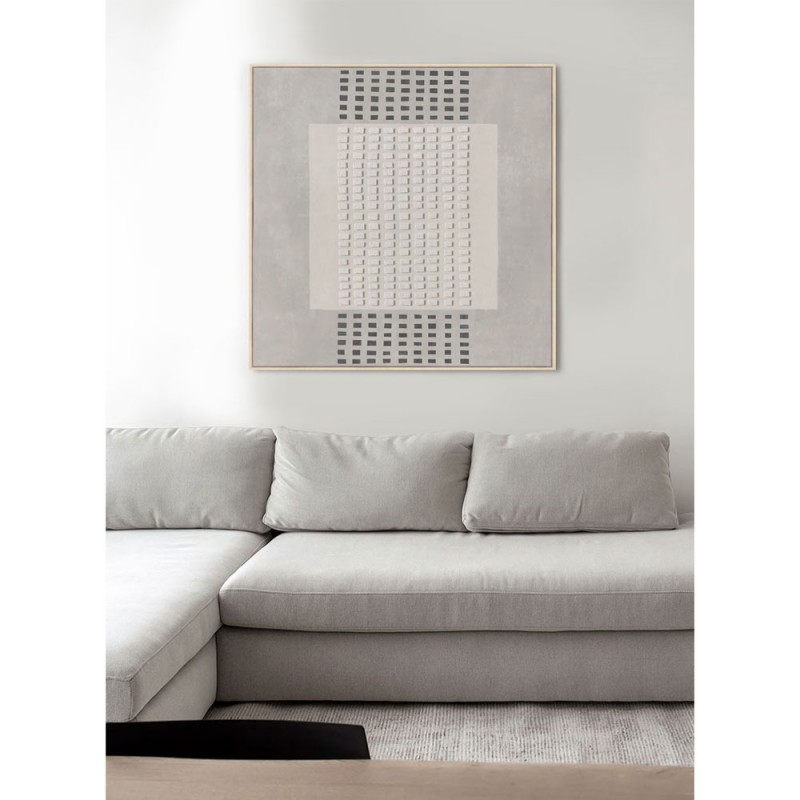 FRAMED DREAM ΠΙΝΑΚΑΣ ΔΙΑΚΟΣΜΗΤΙΚΟΣ ΜΕ ΚΟΡΝΙΖΑ 80x80x4cm ΚΑΜΒΑΣ ΓΚΡΙ ΑΝΟΙΧΤΟ ΜΠΕΖ ΞΥΛΟ