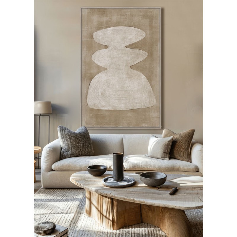 CANDELABRA.A ΠΙΝΑΚΑΣ ΔΙΑΚΟΣΜΗΤΙΚΟΣ ΜΕ ΚΟΡΝΙΖΑ 80x120x4cm ΚΑΜΒΑΣ ΚΑΦΕ BEIGE ΞΥΛΟ ΦΥΣΙΚΟ