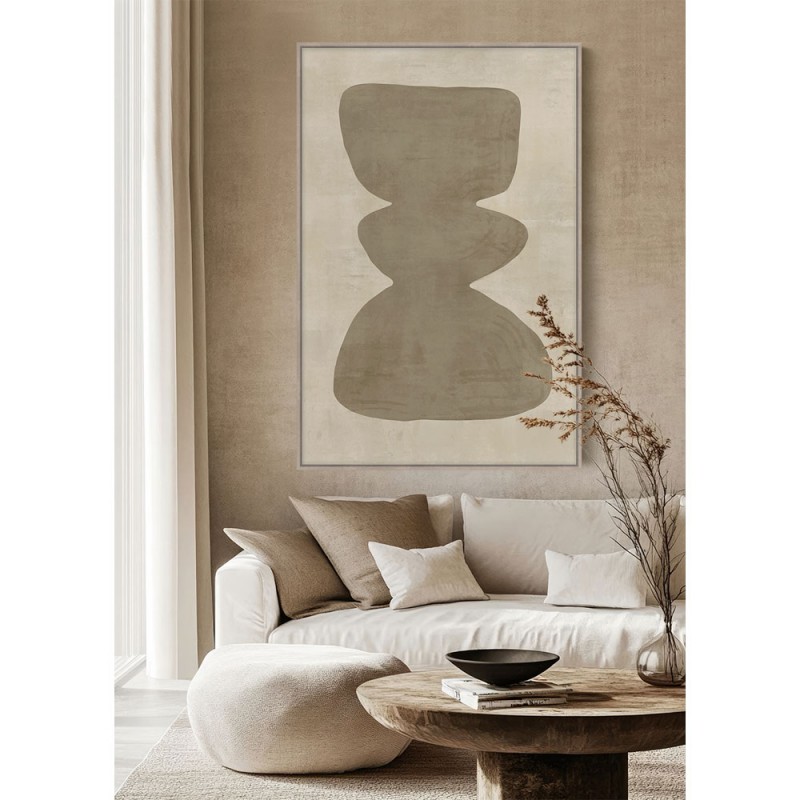 CANDELABRA.B ΠΙΝΑΚΑΣ ΔΙΑΚΟΣΜΗΤΙΚΟΣ ΜΕ ΚΟΡΝΙΖΑ 80x120x4cm ΚΑΜΒΑΣ BEIGE ΚΑΦΕ ΞΥΛΟ ΦΥΣΙΚΟ