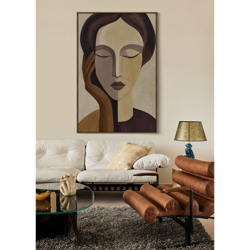 SONAR LADY ΠΙΝΑΚΑΣ ΔΙΑΚΟΣΜΗΤΙΚΟΣ ΜΕ ΚΟΡΝΙΖΑ 80x120x4cm ΚΑΜΒΑΣ BEIGE ΠΟΛΥΧΡΩΜΟ ΞΥΛΟ ΦΥΣΙΚΟ