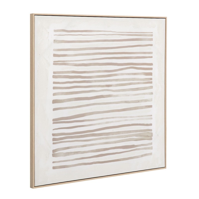 RAYA B ΠΙΝΑΚΑΣ ΔΙΑΚΟΣΜΗΤΙΚΟΣ ΜΕ ΚΟΡΝΙΖΑ 100x100x4cm ΚΑΜΒΑΣ ΜΠΕΖ ΚΑΦΕ ΞΥΛΟ ΦΥΣΙΚΟ