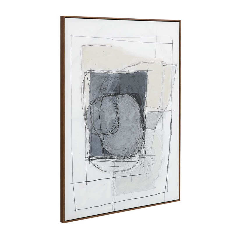 WOMB BEAUTY ΠΙΝΑΚΑΣ ΔΙΑΚΟΣΜΗΤΙΚΟΣ ΜΕ ΚΟΡΝΙΖΑ 90x120x4cm ΚΑΜΒΑΣ ΜΠΛΕ ΣΚΟΥΡΟ ΓΚΡΙ ΜΠΕΖ ΞΥΛΟ ΦΥΣΙΚΟ