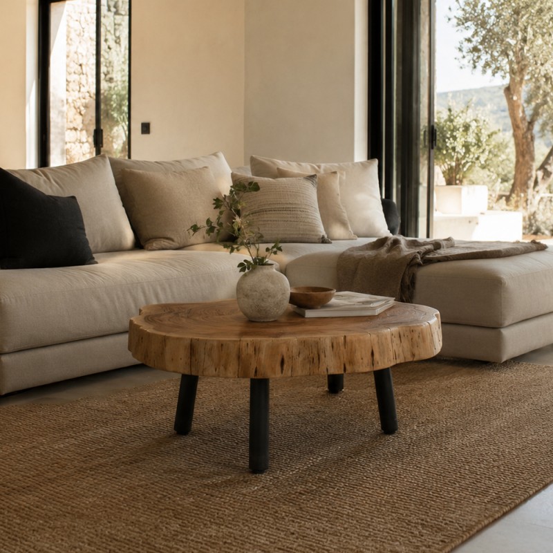 RAW COFFEE TABLE ΦΥΣΙΚΟ 80x80x40cm