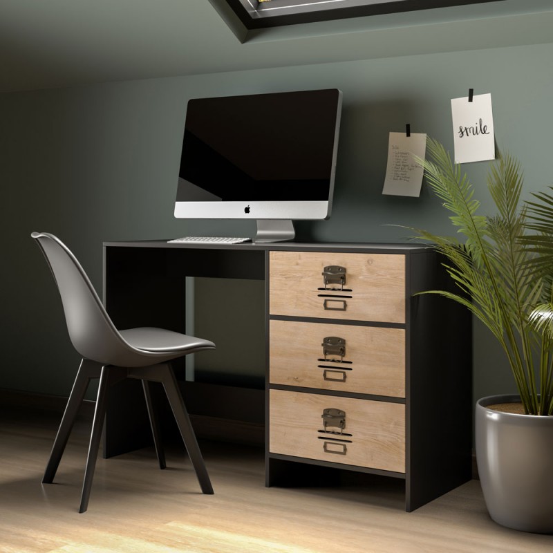 SLOT ΓΡΑΦΕΙΟ 3ΣΥΡΤΑΡΙΑ ΜΑΥΡΟ OAK SONOMA DECAPE 120x48xH76,5cm