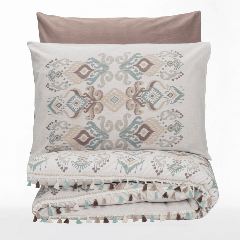 Σετ Παπλωματοθήκη Asilo Cotton Box 4 Τμχ Διπλή (200X220) Χρώμα Καφέ - Λευκό