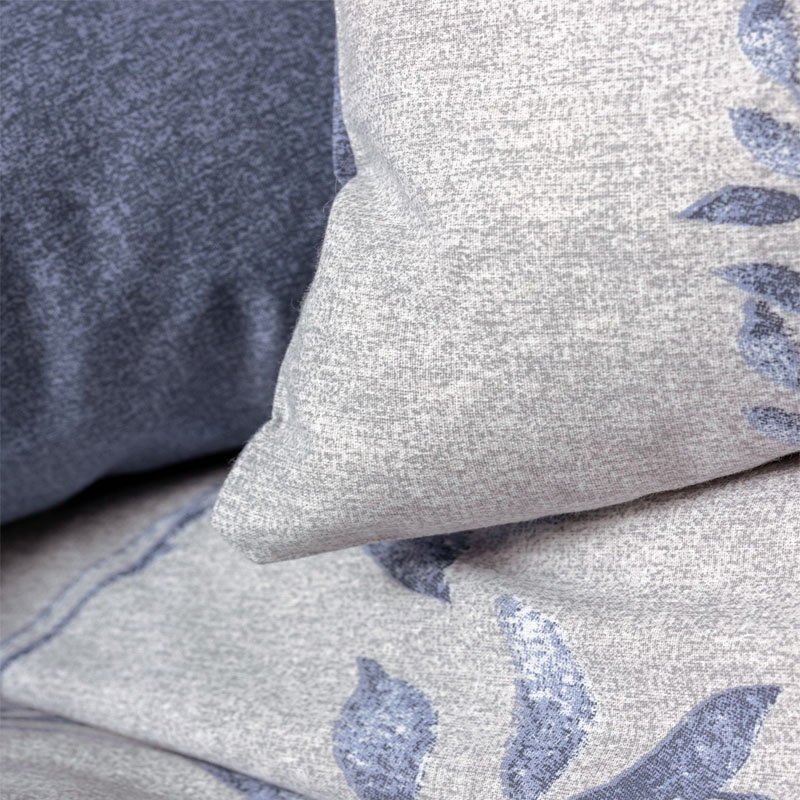 Σετ Παπλωματοθήκη Nitsa Cotton Box 3 Τμχ Μονή (160X220) Χρώμα Σκούρο Μπλε - Γκρι