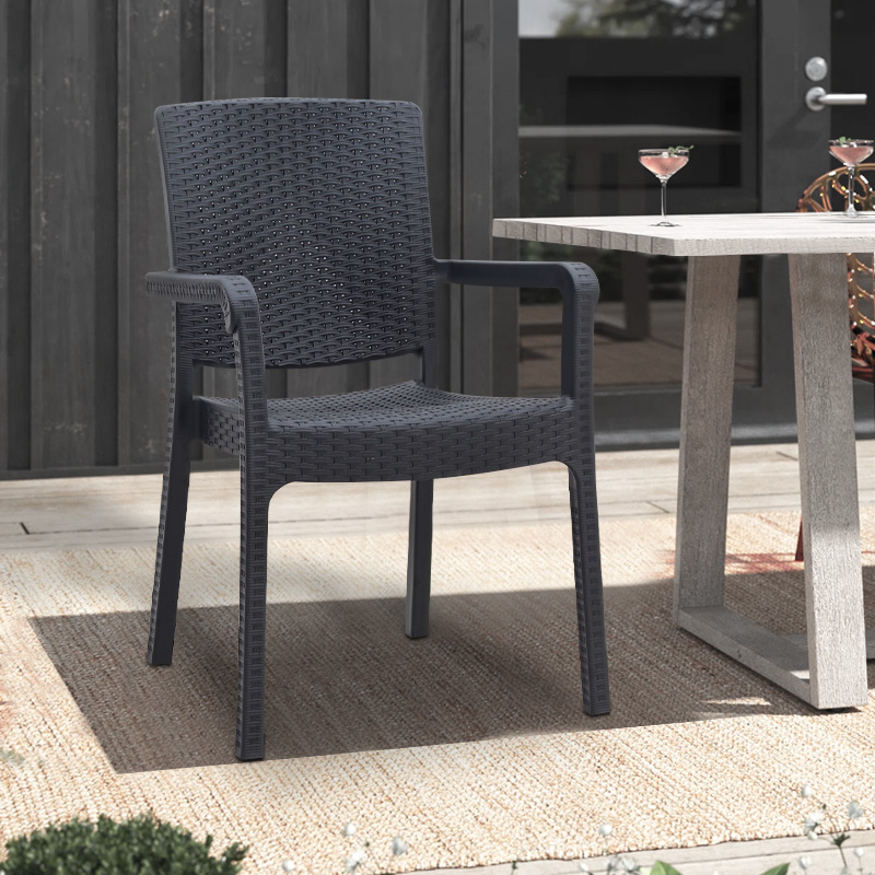 Πολυθρόνα Κήπου Πολυπροπυλενίου Με Πλέξη Ραττάν Χρώμα Μαύρο 56X60X86,5Εκ.