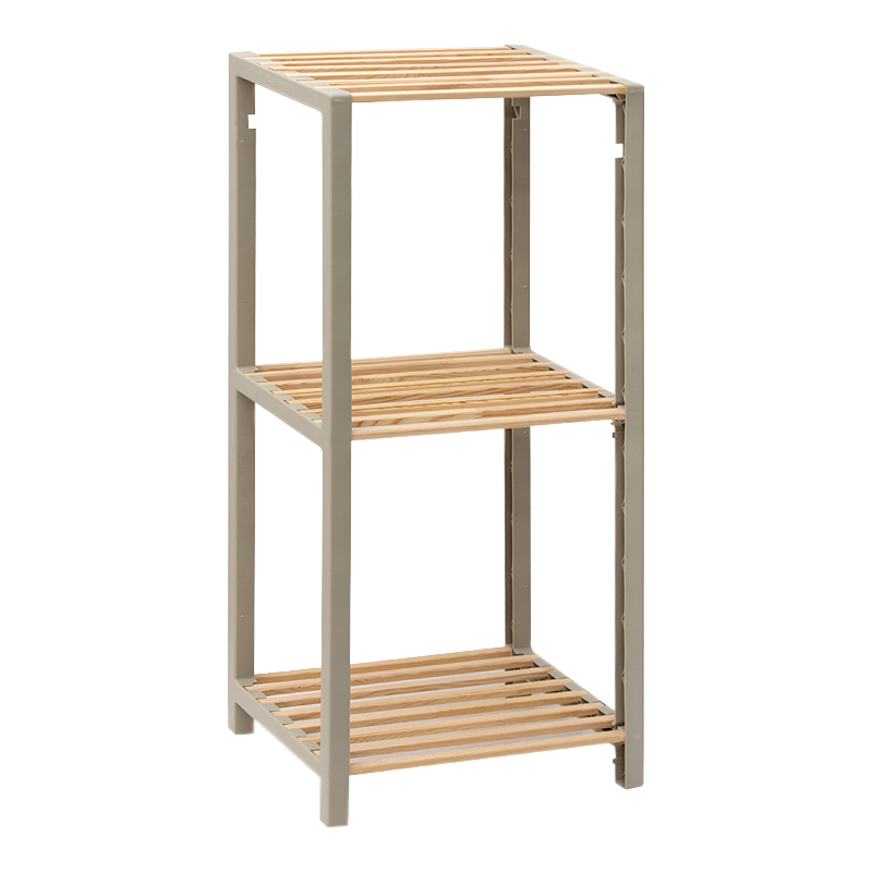 Ραφιέρα Δαπέδου - Κομοδίνο Ξύλινο - Πλαστικό Χρώμα Φυσικό - Μπεζ 37X29X79Εκ.