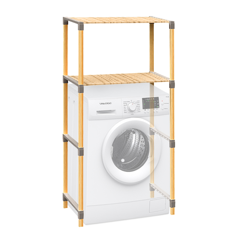 Έπιπλο Πλυντηρίου Ξύλινο - Πλαστικό Χρώμα Φυσικό 66X33X127Εκ.