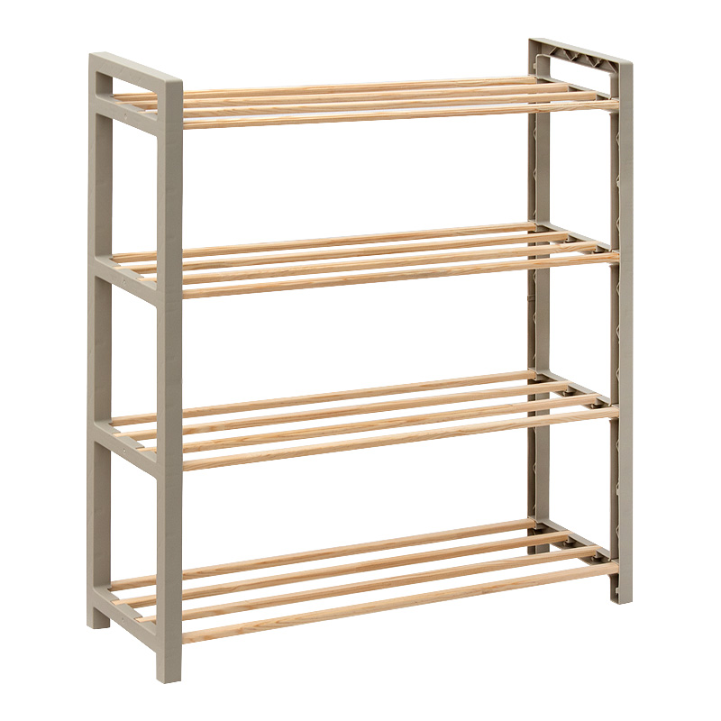 Παπουτσοθήκη Ξύλινη - Πλαστική Χρώμα Φυσικό - Μπεζ 66X20X68Εκ.