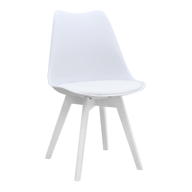 Καρέκλα Τραπεζαρίας Viva Megapap Pp - Pu Λευκό - Ξύλινο Λευκό Πόδι 48,5X54X80Εκ.