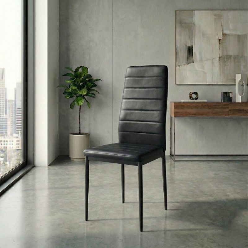 Καρέκλα Τραπεζαρίας Rosa Megapap Μαύρο Pu - Μεταλλικό Μαύρο Πόδι 40X52X96Εκ.