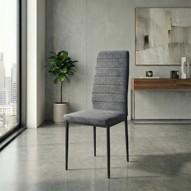 Καρέκλα Τραπεζαρίας Rosa Megapap Γκρι Ύφασμα - Μεταλλικό Μαύρο Πόδι 41X51X96Εκ.