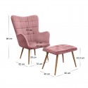 Πολυθρόνα - Μπερζέρα Με Υποπόδιο Lily Megapap Σάπιο Μήλο Βελούδο - Μεταλλικό Πόδι Χρώμα Φυσικό 70X62X98Εκ.