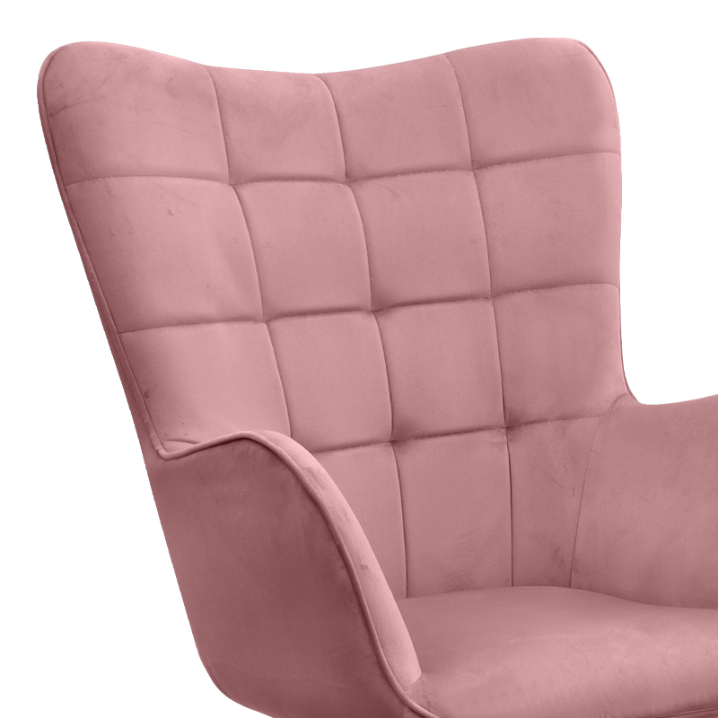 Πολυθρόνα - Μπερζέρα Με Υποπόδιο Lily Megapap Σάπιο Μήλο Βελούδο - Μεταλλικό Πόδι Χρώμα Φυσικό 70X62X98Εκ.