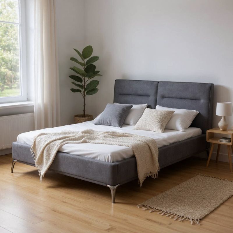 Κρεβάτι Megan Megapap Υφασμάτινο Χρώμα Ανθρακί 160X200Εκ.