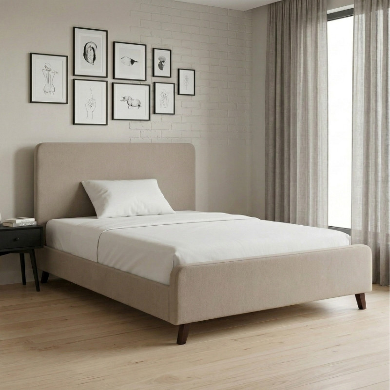 Κρεβάτι Ovelia Megapap Υφασμάτινο Χρώμα Μπεζ 120X200Εκ.