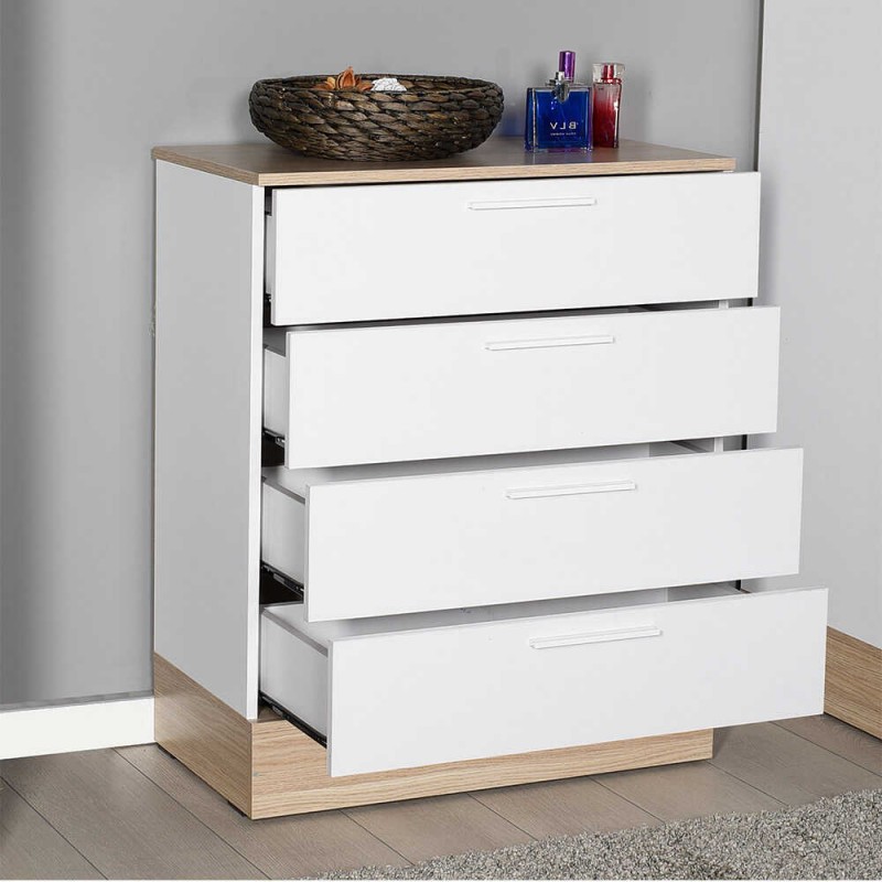 Συρταριέρα Base Megapap Χρώμα Oak - Λευκό 72X40X88Εκ.