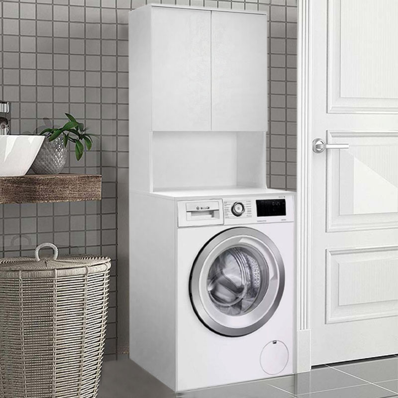 Έπιπλο Πλυντηρίου Ceza Megapap Από Μελαμίνη Χρώμα Λευκό 65X60X182Εκ.