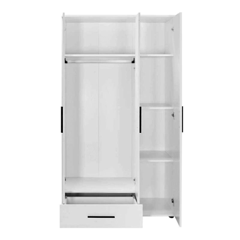 Ντουλάπα Ρούχων Bianco Megapap Τρίφυλλη Χρώμα Λευκό 103X52X187Εκ.