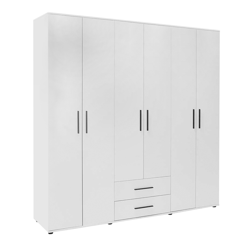 Ντουλάπα Ρούχων Bianco Megapap Εξάφυλλη Χρώμα Λευκό 206X52X213Εκ.