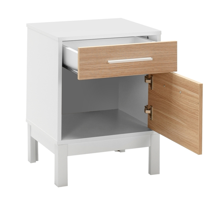 Κομοδίνο London Megapap Χρώμα Λευκό - Oak 45X41X60Εκ.