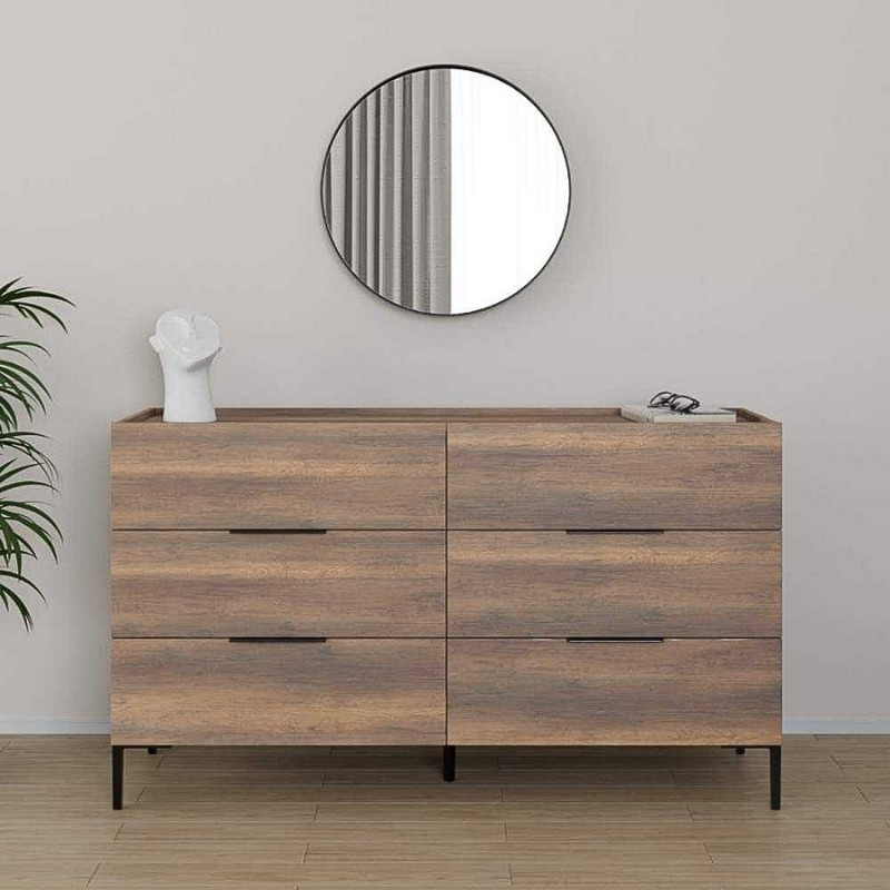 Συρταριέρα Oryana Megapap Χρώμα Καρυδί 140X44X81Εκ.