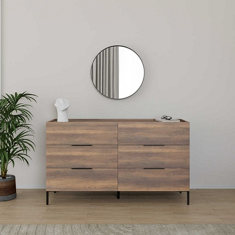 Συρταριέρα Oryana Megapap Χρώμα Καρυδί 140X44X81Εκ.