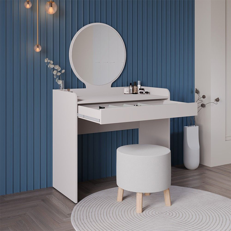 Τουαλέτα Με Καθρέπτη Curve Megapap Χρώμα Λευκό Του Πάγου 90X47X142Εκ.