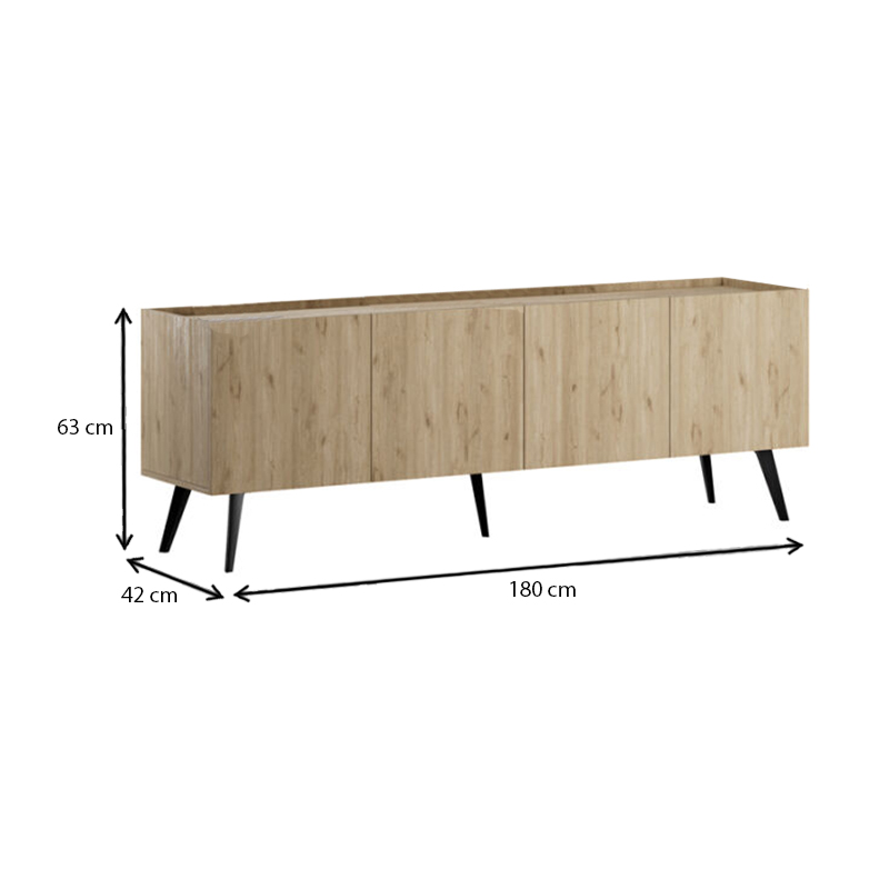 Έπιπλο Τηλεόρασης Luna Megapap Χρώμα Oak 180X41X62Εκ.